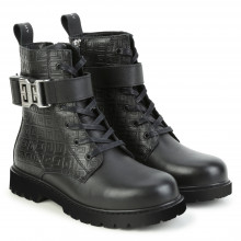Lace-up leather ankle boots